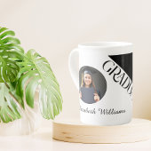 シンプル卒業白黒白 ボーンチャイナマグカップ