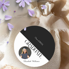 シンプル卒業白黒白 ラウンドシール