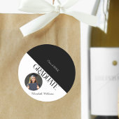 シンプル卒業白黒白 ラウンドシール