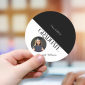 シンプル卒業白黒白 ラウンドシール