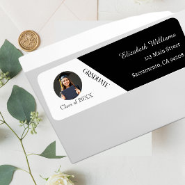 シンプル卒業白黒白 ラベル