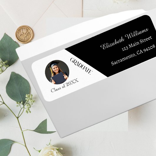 シンプル卒業白黒白 ラベル