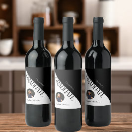 シンプル卒業白黒白 ワインラベル