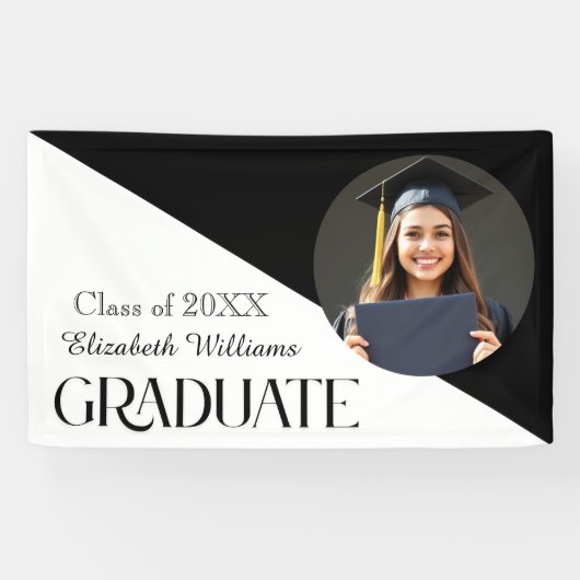 シンプル卒業白黒白 横断幕 (横)