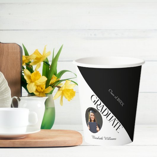 シンプル卒業白黒白 紙コップ