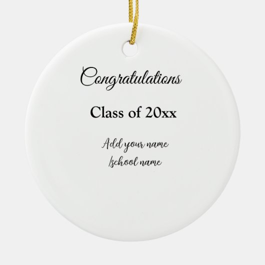 シンプル卒業祝いミニマルハタ セラミックオーナメント (正面)