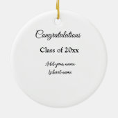シンプル卒業祝いミニマルハタ セラミックオーナメント (裏面)
