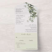 シンプル単色緑ユーカリ結婚プス オールインワン招待状 (内側)