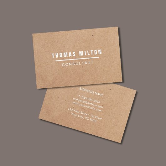 シンプル印刷エレガントクラフトホワイトラインコンサルタント 名刺