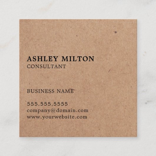 シンプル印刷クエレガントラフト紙コンサルタント スクエア名刺 (正面)