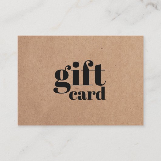 シンプル印刷クラフト美しいギフト証明書 割引カード (正面)