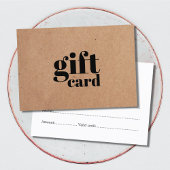 シンプル印刷クラフト美しいギフト証明書 割引カード