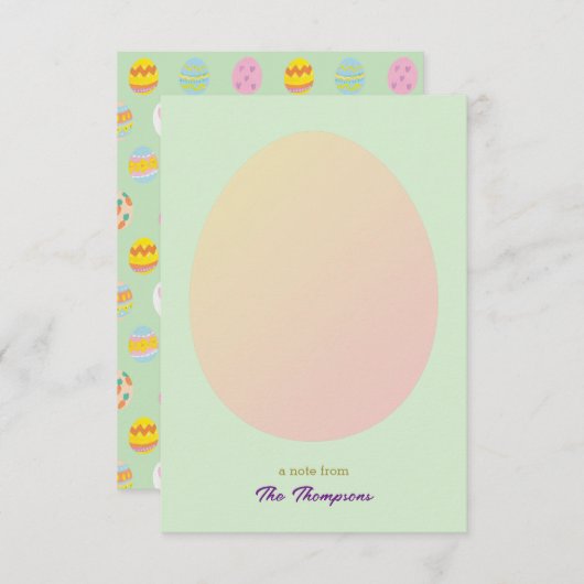 シンプル卵とイースター絵を描卵のパターン緑 サンキューカード (正面/裏面)