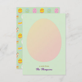 シンプル卵とイースター絵を描卵のパターン緑 サンキューカード