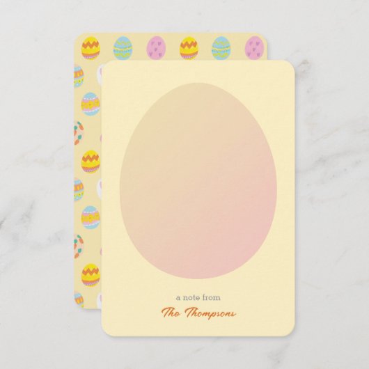 シンプル卵とイースター絵を描卵のパターン黄色 サンキューカード (正面/裏面)