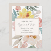 シンプル及びかわいらしフローラ結婚の セーブザデート (正面/裏面)