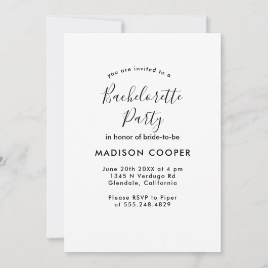 シンプル及びエレガントバチェロレッテ 招待状 (正面)