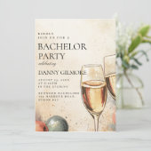 シンプル及びエレガントバチュラーパーティ 招待状 (スタンド正面)