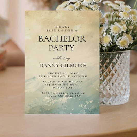 シンプル及びエレガントバチュラーパーティ 招待状