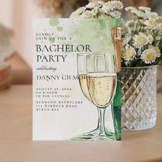 シンプル及びエレガントバチュラーパーティ 招待状