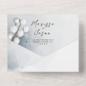 シンプル及びエレガントフローラ結婚の オールインワン招待状 (裏面)