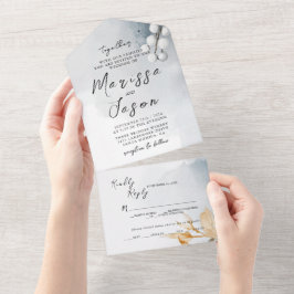 シンプル及びエレガントフローラ結婚の オールインワン招待状