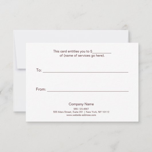 シンプル及びエレガントブラックギフト証書 (裏面)