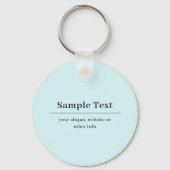 シンプル及びエレガント文字テンプレート | ライトブルー キーホルダー (裏面)
