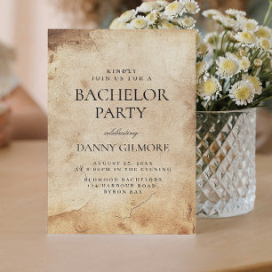 シンプル及びエレガント素朴バチュラーパーティ 招待状