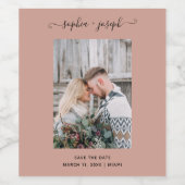 シンプル及びスタイリッシュ |写真ミニマル日付の保存 ワインラベル (シングルラベル)