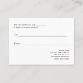 シンプル及びモダンブラックギフト証書 割引カード (裏面)