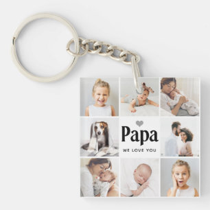 シンプル及びモダン Papaのフォトコラージュ キーホルダー