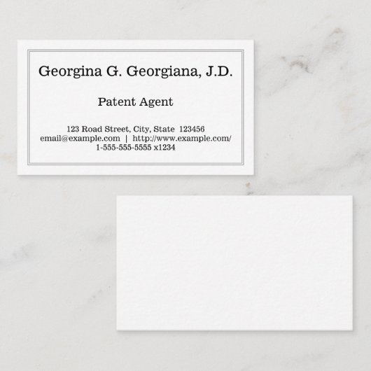 シンプル及び一般特許代理業証 名刺 (正面/裏面)