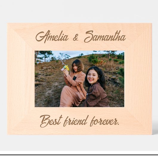 シンプル友だち名カスタム木枠 レーザー彫刻フレーム
