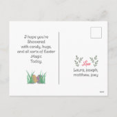 シンプル友モダン達への可愛いハッピーイースターカスタム シーズンポストカード (裏面)