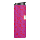 シンプル可愛いおもしろいガーリー赤いハートパターン名ラベル タンブラー (回転左)