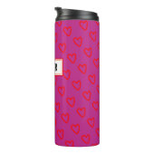 シンプル可愛いおもしろいガーリー赤いハートパターン名ラベル タンブラー (回転右)