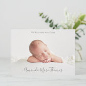 シンプル可愛いお洒落フローラフォトピンクの女の子 案内状 (スタンド正面)