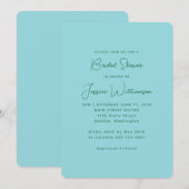 シンプル可愛いエステティックブルーとグリーンブライダルシャワー 招待状 (正面/裏面)