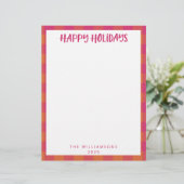 シンプル可愛いカスタムピンクの格子柄の休日の文房具 レターヘッド (スタンド正面)