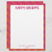 シンプル可愛いカスタムピンクの格子柄の休日の文房具 レターヘッド (正面/裏面)