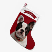 シンプル可愛いカスタムフォトペットドッグ スモールクリスマスストッキング (正面 (吊り時))