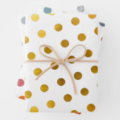 シンプル可愛いガーリー白数々の色の水玉模様 ラッピングペーパーシート (インサイチュ)