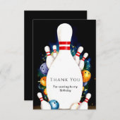 シンプル可愛いキッズボーリング誕生日 サンキューカード (正面/裏面)