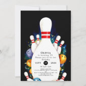 シンプル可愛いキッズボーリング誕生日 招待状 (正面)