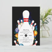 シンプル可愛いキッズボーリング誕生日 招待状 (スタンド正面)