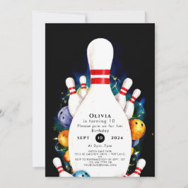 シンプル可愛いキッズボーリング誕生日 招待状