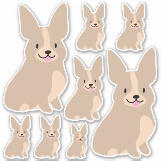 シンプル可愛いコーギ違うス、サイズ、シール シール (正面)