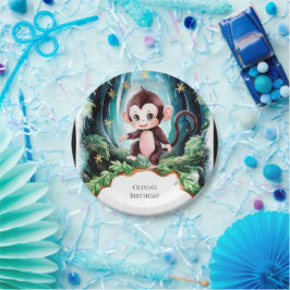 シンプル可愛いサル誕生日 ペーパープレート