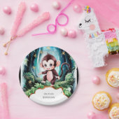 シンプル可愛いサル誕生日 ペーパープレート (パーティー)